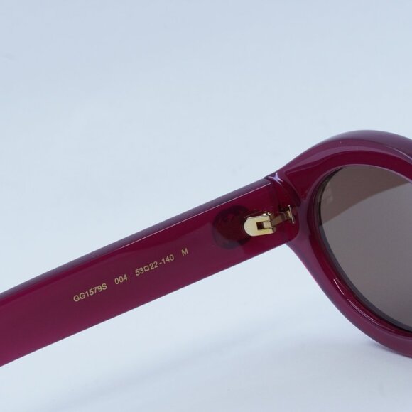 🕶️ New Gucci GG1579S 004 Sunglasses - Shiny Cyclamen Frame, Brown Lenses - Picture 7 of 11